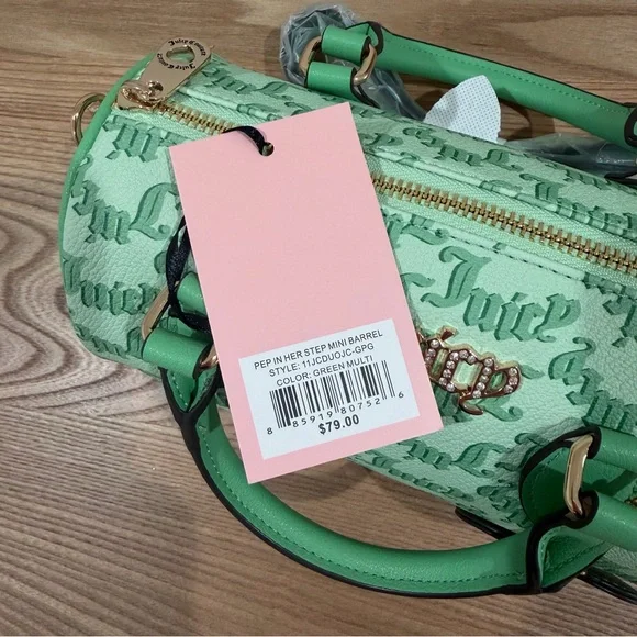 Juicy Couture Pep In Her Step Mini Barrel Bag Purse Mint Green Bling Y2K - Picture 8 of 8